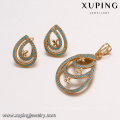 64197 Xuping wholesale jewelry molds for sale trendy waterdrop light blue turquoise fake gold jewelry set